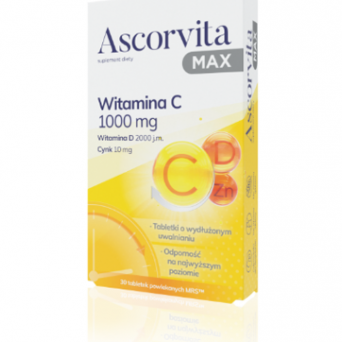 Ascorvita MAX 30 tabletek witamina c cynk 